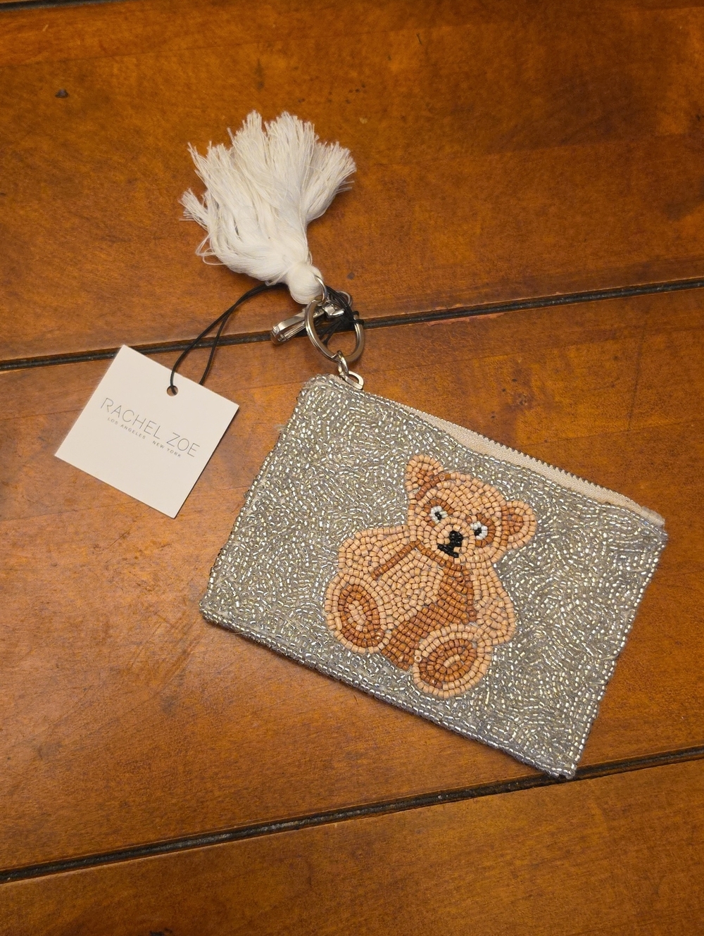 NEW | RACHEL ZOE | TEDDY BEAR BEADED COIN PURSE.